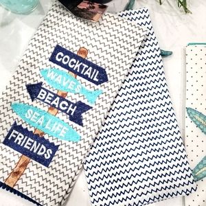BEACH Coastal Sealife Cotton Kitchen Towels #2